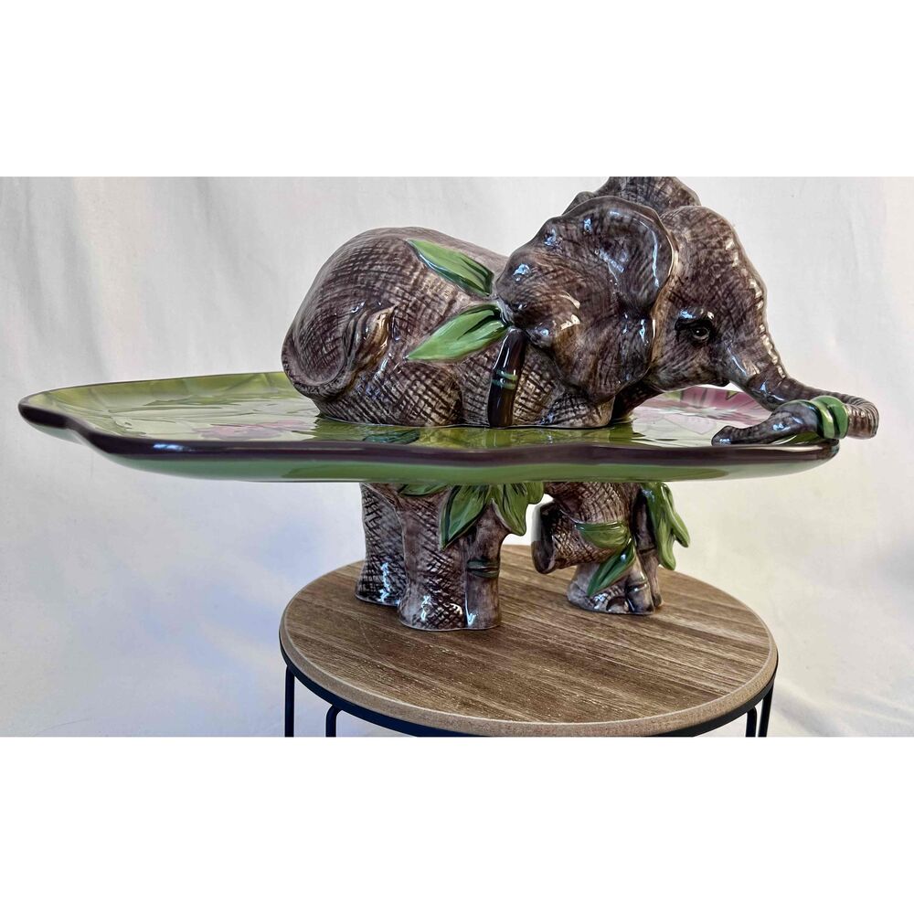 Tracy Porter Lotus Collection Elephant Decorative Tray‎ Small Ceramic